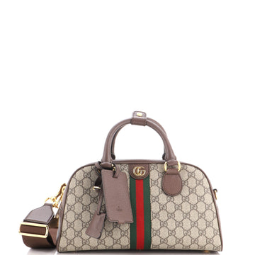 Gucci Ophidia Convertible Boston Top Handle Bag GG Coated Canvas with Leather Medium