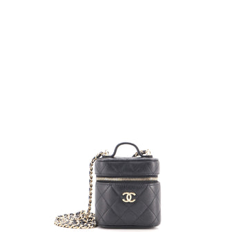 Chanel Handle with Care Vanity Case with Chain Quilted Caviar
