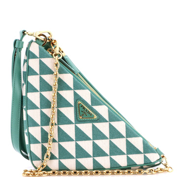 Prada Double Symbole Triangle Bag Leather and Jacquard Mini