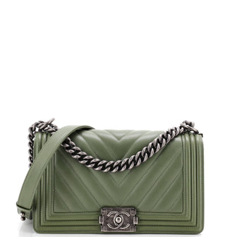 Chanel Boy Flap Bag Chevron Calfskin Old Medium
