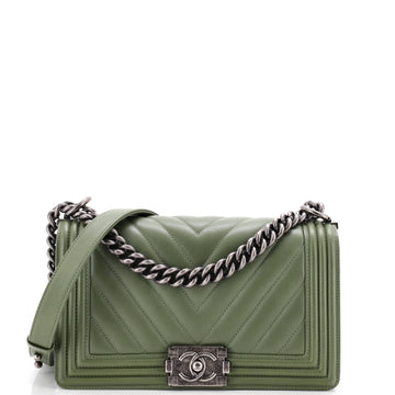 Chanel Boy Flap Bag Chevron Calfskin Old Medium