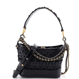 Chanel Gabrielle Hobo with Logo Handle Laser Cut Calfskin and Wool Felt Small