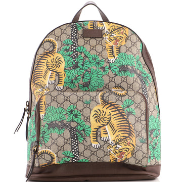 Gucci Zip Pocket Backpack Bengal Print GG Coated Canvas Medium