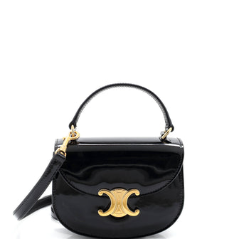 Celine Triomphe Besace Clea Top Handle Flap Bag Patent Mini
