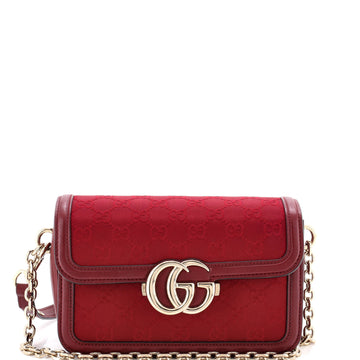 Gucci Go Shoulder Bag GG Canvas with Leather Small