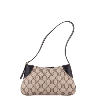 Gucci Emblem Shoulder Bag GG Coated Canvas with Leather Mini