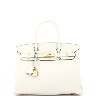 Hermes Birkin Handbag Gris Neve Togo with Gold Hardware 30