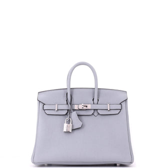 Hermes Birkin Handbag Bleu Lin Togo with Palladium Hardware 25