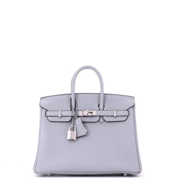 Hermes Birkin Handbag Bleu Lin Togo with Palladium Hardware 25