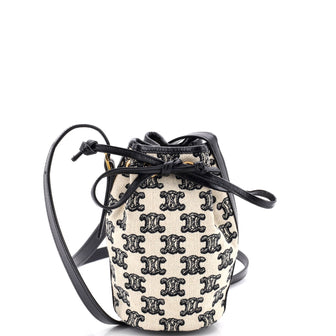 Celine Drawstring Bucket Bag Triomphe Canvas Micro
