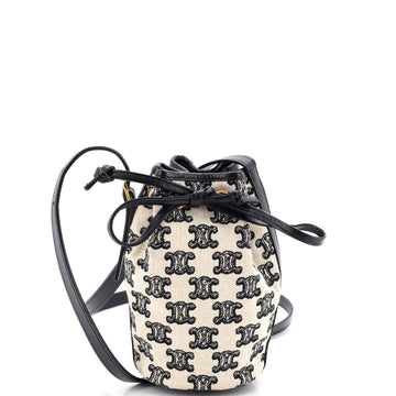 Celine Drawstring Bucket Bag Triomphe Canvas Micro