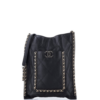 Chanel Flat Shopping Bag Quilted Calfskin Small