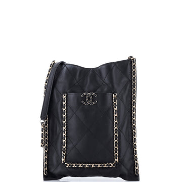 Chanel Flat Shopping Bag Quilted Calfskin Small