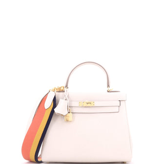 Hermes Rocabar Kelly Handbag Craie Togo with Gold Hardware 25
