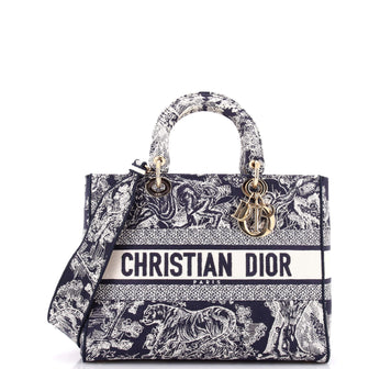 Christian Dior Lady D-Lite Bag Embroidered Canvas Large