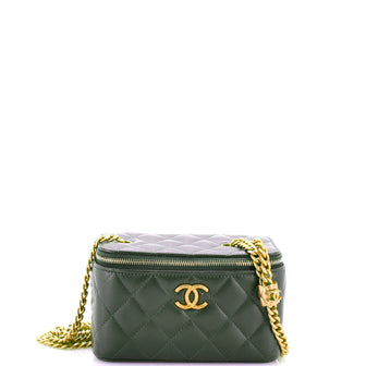 Chanel All Slide Long Vanity Case with Chain Quilted Lambskin Small