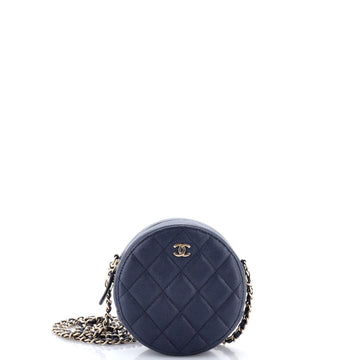Chanel Round Clutch with Chain Quilted Caviar Mini