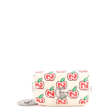 Gucci GG Marmont Flap Bag Printed Diagonal Quilted Leather Super Mini