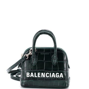 Balenciaga Logo Ville Bag Crocodile Embossed Leather Mini