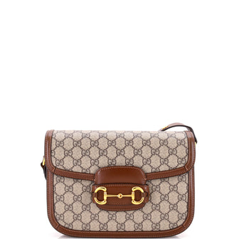 Gucci Horsebit 1955 Shoulder Bag GG Coated Canvas with Leather Small
