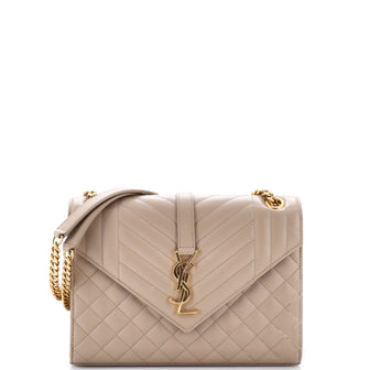 Saint Laurent Classic Monogram Envelope Satchel Mixed Matelasse Leather Medium