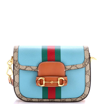 Gucci Horsebit 1955 Shoulder Bag Leather with GG Coated Canvas Mini