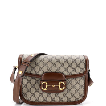 Gucci Horsebit 1955 Shoulder Bag GG Coated Canvas with Leather Small