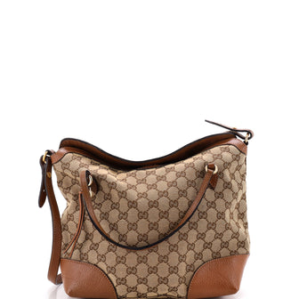 Gucci Bree Convertible Top Handle Bag GG Canvas with Leather Medium