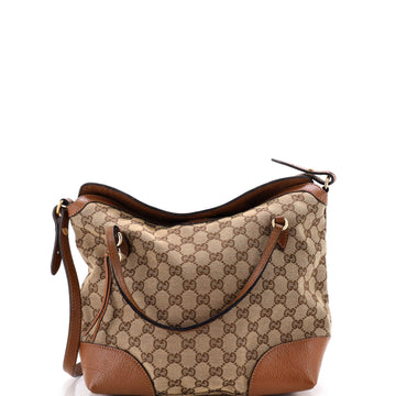 Gucci Bree Convertible Top Handle Bag GG Canvas with Leather Medium
