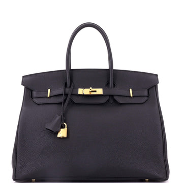 Hermes Birkin Handbag Noir Togo with Gold Hardware 35