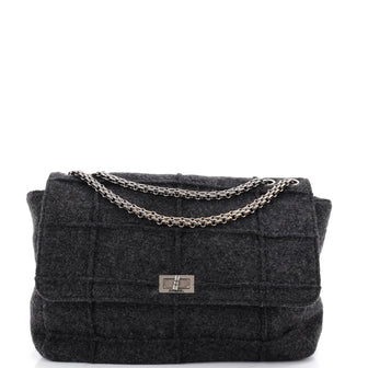 Chanel Chocolate Bar Mademoiselle Flap Bag Quilted Wool Jumbo