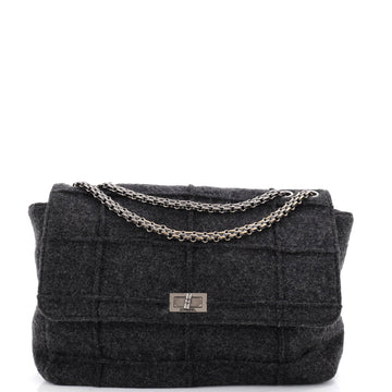 Chanel Chocolate Bar Mademoiselle Flap Bag Quilted Wool Jumbo