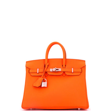 Hermes Birkin Handbag Orange Minium Togo with Palladium Hardware 25