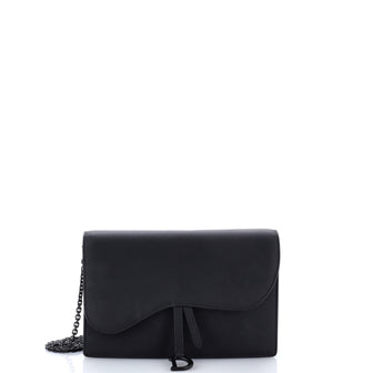 Christian Dior Ultra Matte Saddle Chain Wallet Leather