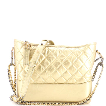 Chanel Gabrielle Hobo Quilted Metallic Aged Calfskin Medium