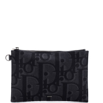 Christian Dior A5 Flat Pouch Maxi Oblique Canvas