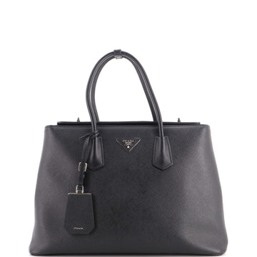 Prada Turnlock Cuir Twin Tote Saffiano Leather Medium