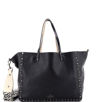 Valentino Garavani Rolling Rockstud Reversible Convertible Tote Leather with Cabochons Medium