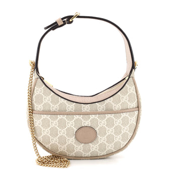 Gucci Interlocking G Patch Half Moon Hobo GG Coated Canvas Mini