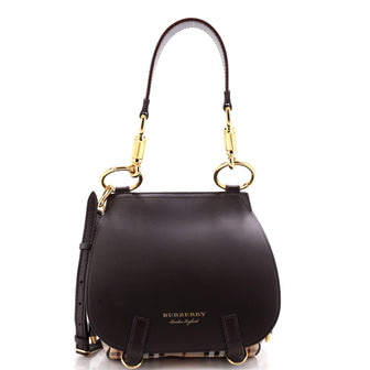Burberry Bridle Saddle Bag Leather and Haymarket Check Coated Canvas Baby