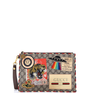 Gucci Courrier Pouch GG Coated Canvas with Applique