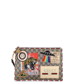 Gucci Courrier Pouch GG Coated Canvas with Applique