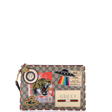 Gucci Courrier Pouch GG Coated Canvas with Applique