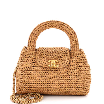 Chanel Kelly Top Handle Shopping Bag Braided Raffia Mini
