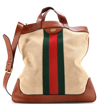 Gucci Shopping Tote Vintage Web Canvas Large