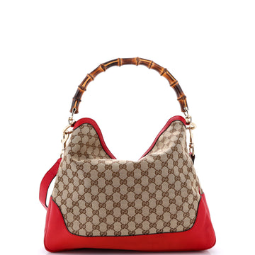 Gucci Diana Bamboo Shoulder Bag GG Canvas Medium