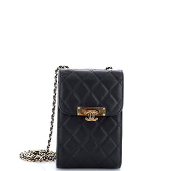 Chanel Golden Class Phone Holder Crossbody Bag Quilted Caviar
