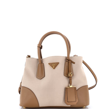 Prada Cuir Double Tote Canvas and Saffiano Leather Small