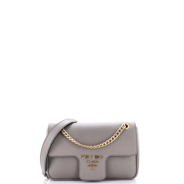 Prada Pattina Flap Shoulder Bag Saffiano Leather Small