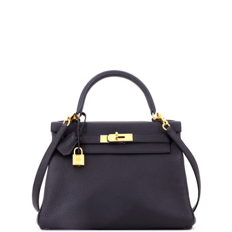 Hermes Kelly Handbag Noir Togo with Gold Hardware 28